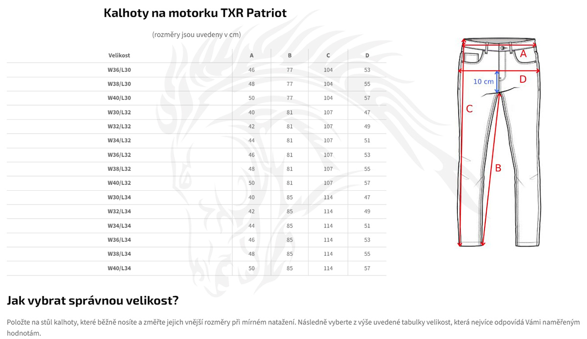 TXR Džíny na motorku Patriot W36-L32